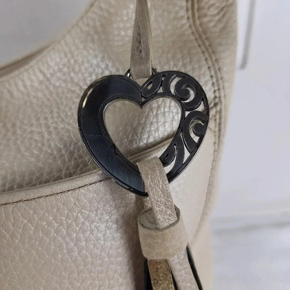 Brighton Barbados Ziptop Hobo Pearl Leather Bag Purse - Picture 10 of 13